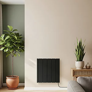 Black 1000W Ceramic Core PlugIn Smart Electric Heater ECOSO Leo 568mm x 531mm