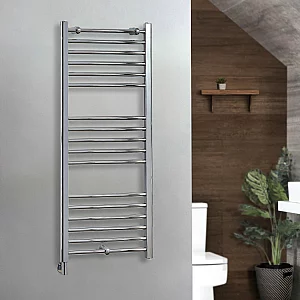 Milano Kent Electric 800mm x 300mm Straight Chrome Heated Towel Rail With Simple Element