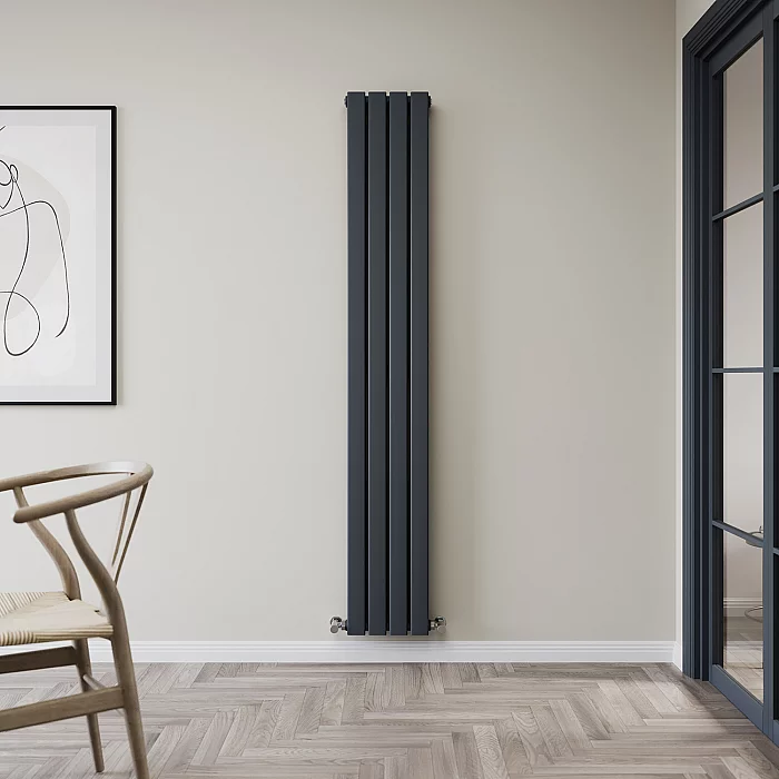Dark Grey Double Flat Panel Convector Radiator with Designer Look 1780 x 280mm Milano Alpha
