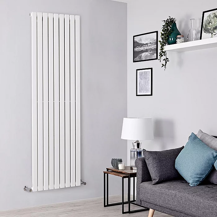 White Vertical Single Slim Panel Designer Radiator 1780mm x 630mm Milano Alpha