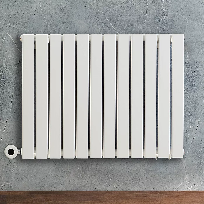 635mm x 840mm Electric Designer Radiator White Horizontal Single Panel with Hardwired WiFi Thermostatic Heating Element