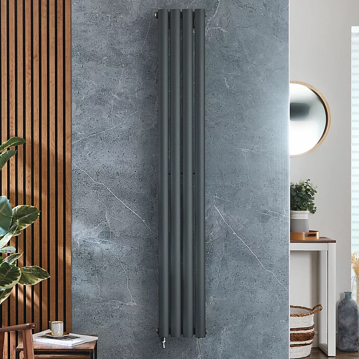 1600mm x 236mm Single Panel Electric Anthracite Vertical Designer Radiator with WiFi Thermostat Milano x ECOSO Aruba