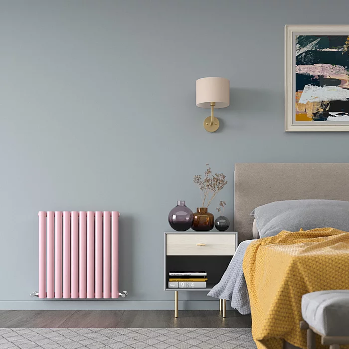 635mm x 590mm Pink Horizontal Single Panel Luxury Designer Radiator Milano Aruba