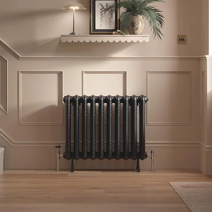 Black Traditional Ornate Horizontal Radiator 600mm x 770mm Milano Bloomsbury