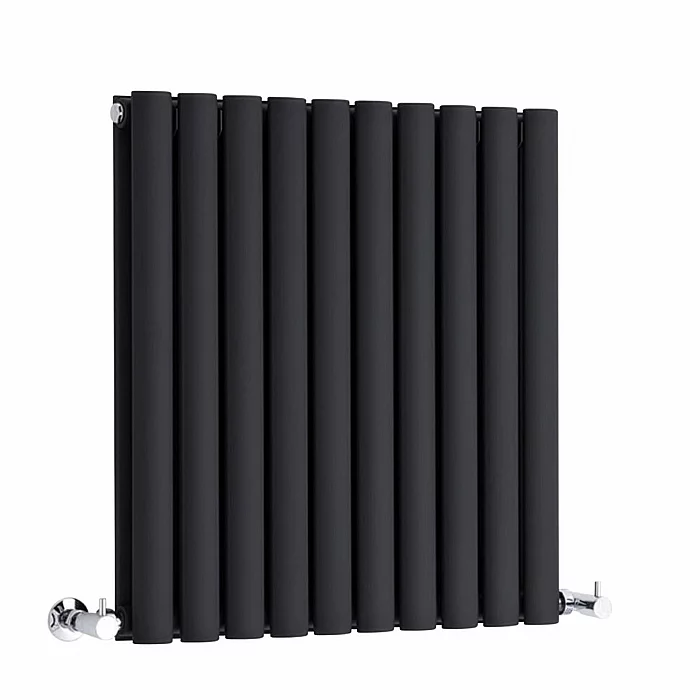 600mm x 600mm Wall Mounted Black Two Panel Designer Radiator Horizontal Sterling Quinn