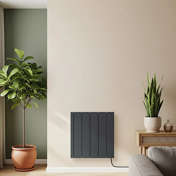 Anthracite 1000W Ceramic Core PlugIn Smart Electric Heater ECOSO Leo 568mm x 531mm